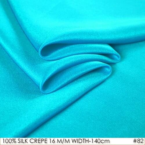 100% SILK CREPE DE CHINE 140cm width 16momme Natural Silk Suit Lining Fabric Bright Blue NO82
