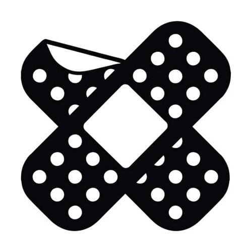 12*12CM Fashion BAND AID Crossed Bent Corner JDM Car-styling Decal Car Sticker Black/Silver