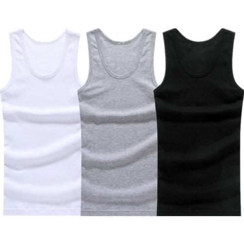 3pcs/lot Cotton Mens Underwear Sleeveless Tank Top Solid Muscle Vest Undershirts O-neck Gymclothing T-shirt mens vest