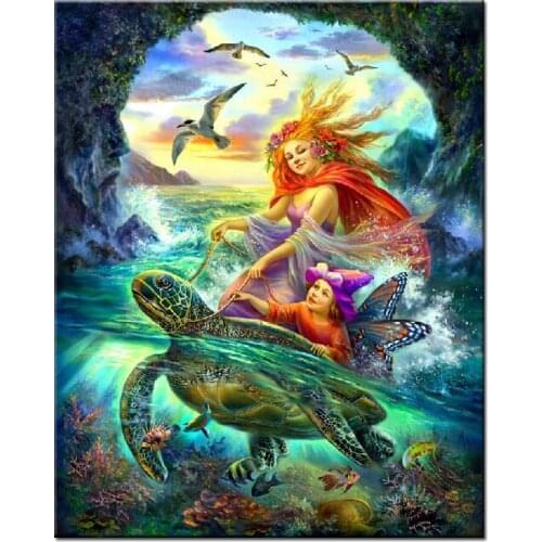 Diamond Painting 5D DIY Abstract Sea animal girl Full round Embroidery Picture Mosaic With Rhinestones Kit Home Decoration gift
