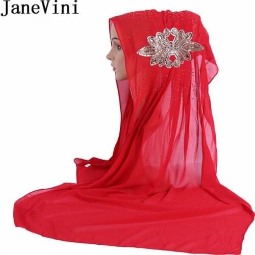 JaneVini Arabic Ladies Scarf Muslim Hijab Mariage Women Evening Wrap Bridal Cape Fashion Winter Spring Bride Shawls and Wraps