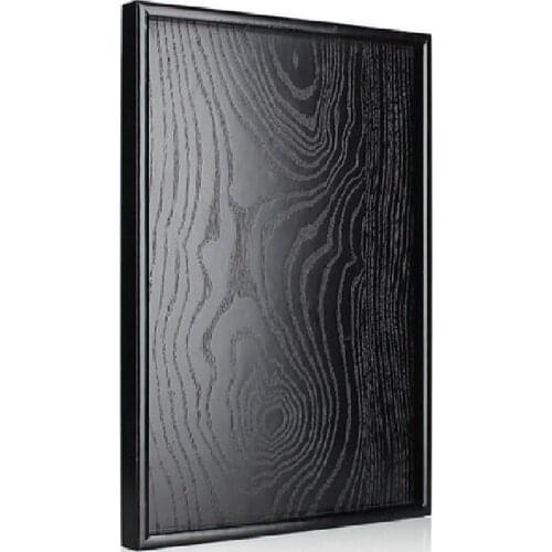 Japanese Style Black Rectangular Tea Tray Wooden Cup Tray Creative Simple Solid Wood Tea Plate Fruit Plate