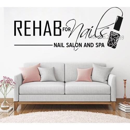 Rehab for Nails Wall Decal Art Nail Studio Wall Decor Poster Nail Wall Sticker For Manicure Salon Shop Wallpaper Removable LC885