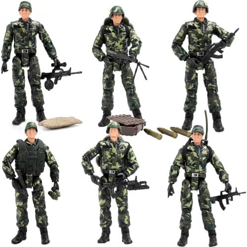 Viikondo Army Men Figures with 6pcs Realistic PLA Army Ranger and Weapon Gear Accessories 4inch Action Figures for Kids Gift