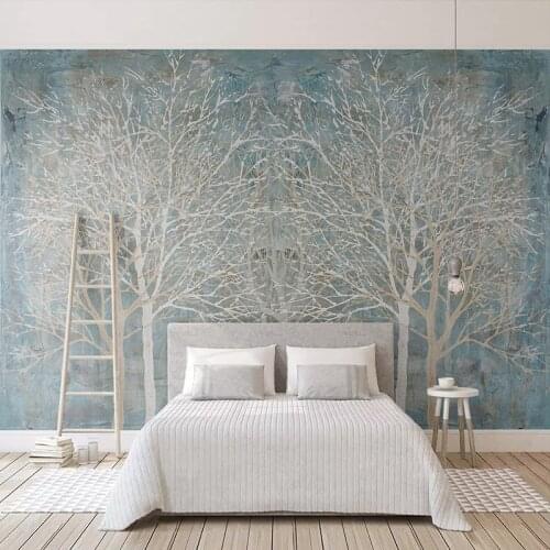 Custom 3D Photo Wallpaper Mural Modern Blue Woods Nordic Style Creative Living Room Bedroom Background Wall Art Decoration Paper