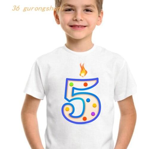 Tshirt girl birthday gift cartoon t shirt girls tops cute kawaii children clothing number 5 years old kids clothes boys t shirts