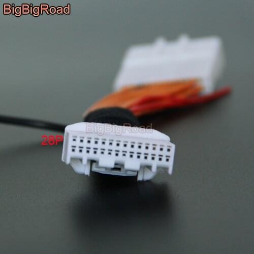 BigBigRoad Car Rear View Parking Camera Adapter Cable Wire 28pins For Toyota Prado Highlander Avalon Prius 2016 2017 2018