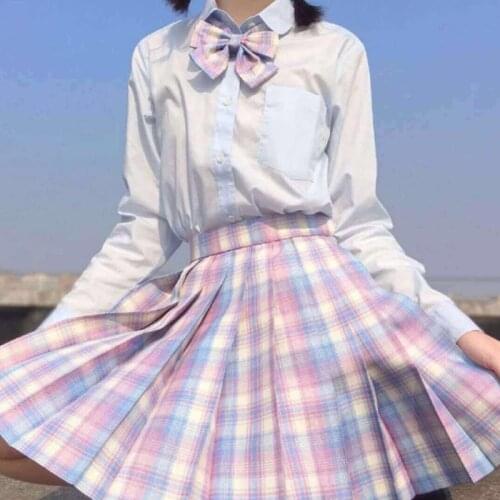Checkered Skirt Summer Women Skirts Japanese Style Campus Girls Harajuku High Waisted Skirt Lady Miniskirts JK Skirt Three Piece