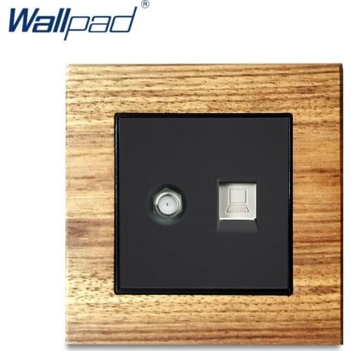 Computer & Satellite Socket Ethernet RJ45 CAT6 Wallpad Luxury Wooden Panel Electric Wall SAT & Data Socket