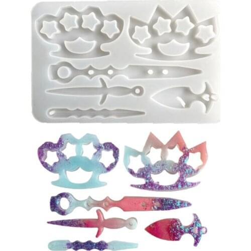 Cats Paw Sword Keychain Epoxy Resin Mold Necklace Pendant Crafts Silicone Mould