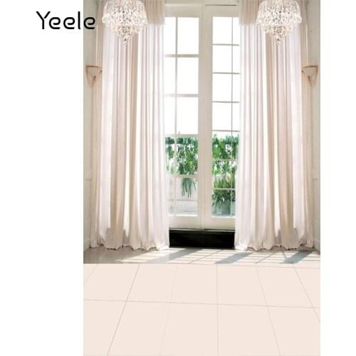 Indoor White Curtain Window Marble Floor Scene Baby Portrait Photo Background Custom Wedding Photo Backdrop For Photo Studio