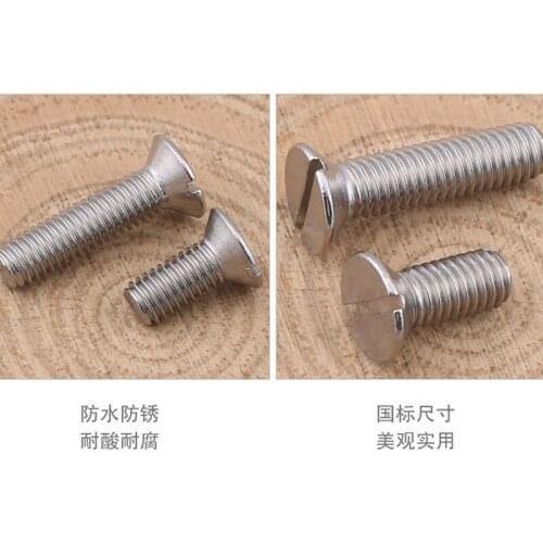 M3 M4 M5 304 Stainless Steel Slotted Countersunk Head Screw Slotted Flat Head Screw GB68 50 Pcs