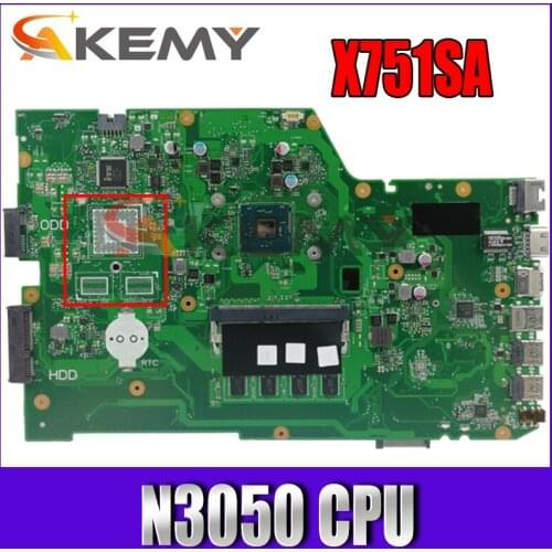 X751SA motherboard N3050 CPU DDR3L 4GB RAM For ASUS X751S X751SA X751SV Laptop mainboard 90NB07M0-R00050 Tested free shipping