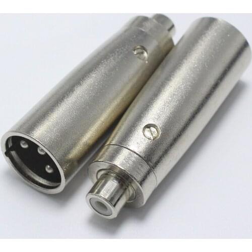EClyxun 1Pcs Metal XLR 3 Pin Male plug connector to RCA Female Jack Socket for Music Desk Speaker Audio Microphone