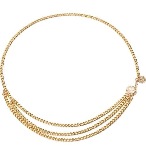 ICNWAY Fashion Alloy multi-layer hyperbole 35.4inch body chain female queen head picture of Fugu street patting waist chain