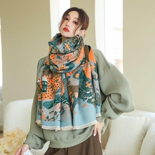 Fashion Ladies Warm Shawls And Wraps Winter Cashmere Scarf Thick Blanket Women Scarves Bufanda Pashmina Hijab Long Echarpe 2021