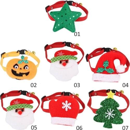 Halloween Christmas Pet Bell Collar Adjustable Velvet Necklace Pet Dog Cat Headgear Santa Hat Cosplay Dress Up Props