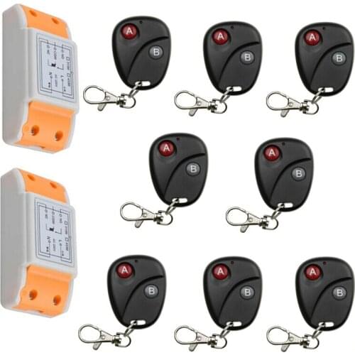 2016 new 220 v 1 ch wireless remote control switch 2 piece receiver +8 piece transmitter Classic 2 key