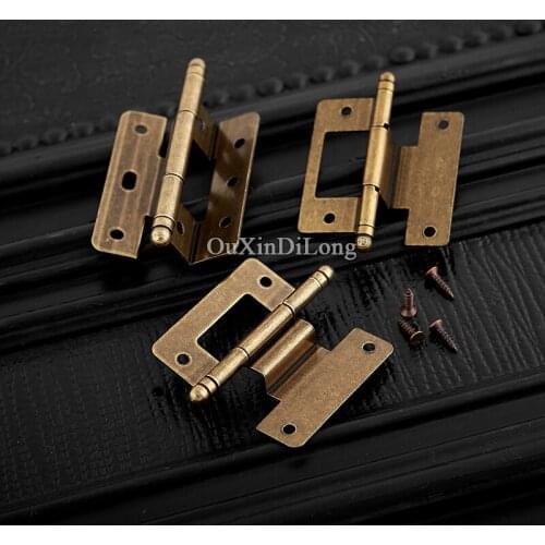 Retro Vintage 10PCS European Antique Furniture Hinges Cupboard Wardrobe Bookcase Cabinet Hinges Bronze Hinges + Screws