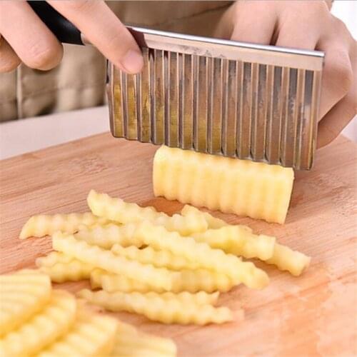 Potato Cutter Stainless Steel Wavy Knife French Fry Chip Cutter Kitchen Vegetable Slicer Cutting Tools Cooking Kitchen Gadgets