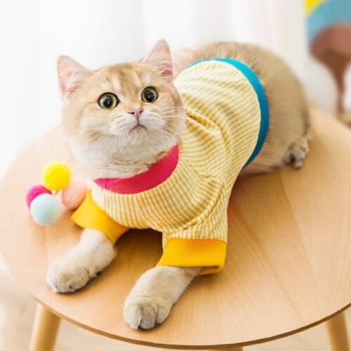 Spring Summer Dog Plaid Shirt Pet Clothes Color Contrast Cat T-Shirt Puppy 2021 New Casual Simple Top Teddy Chihuahua Sweatshirt