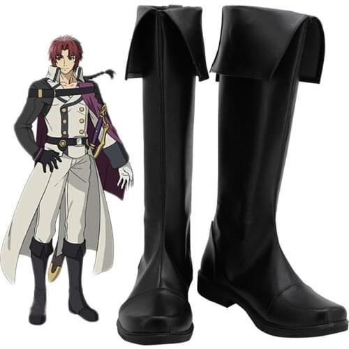 Seraph of the End Crowley Eusford Cosplay Boots Black Shoes Owari no Seraph Boots Cosplay Custom Made