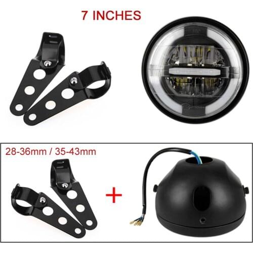 7" Led Motorcycle Headlight H4 Universal Motocycle Headlamp with Bracket For Har-ley Softail Cafe Racer Chopper Honda Xmax 300