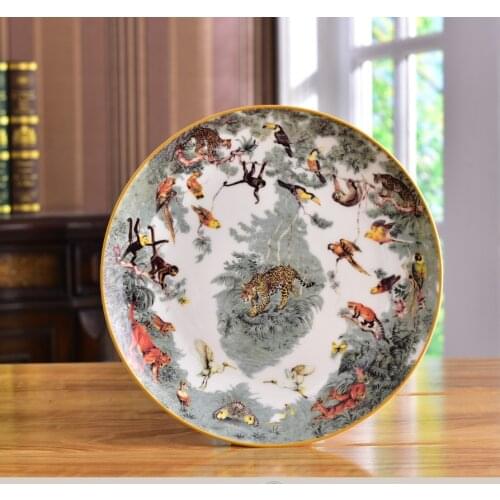 Equatorial Jungle Series Bone China Plate Ceramic Tableware, Fruit and Vegetable Dishes 4.5-inch Bowl and 8-inch Platter