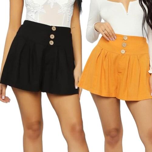 2020 Spring New Casual Shorts Womens Thin Loose Wide Leg Shorts Yellow Black Women Short