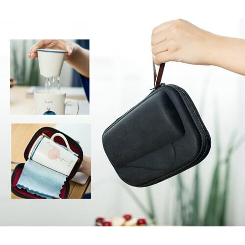 Zakka Portable Travel Coffee Mug Set With Tea Infuser Filter Lid Storage Bag Outdoor Porcelain Teacup Taza Gato Anime Tumbler