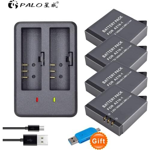 4x AZ16-1 Xiaomi Yi 2 4K Yi Lite Batteries accu+ LCD USB Dual Charger for XiaoYi 2 4K Xiaomi Yi II action camera Accessories