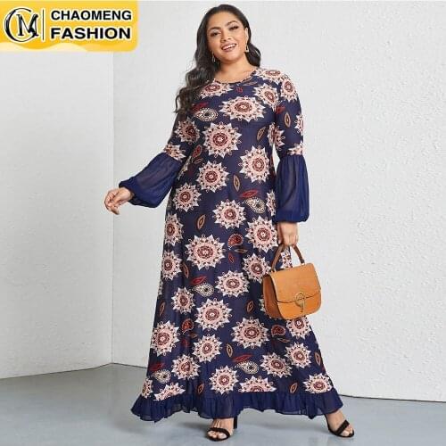 New Arrival Vestido De Mujer Printing Stitching Chiffon Elegant Women Dress Bohemian Clothing America Europe Casual Femme Robe