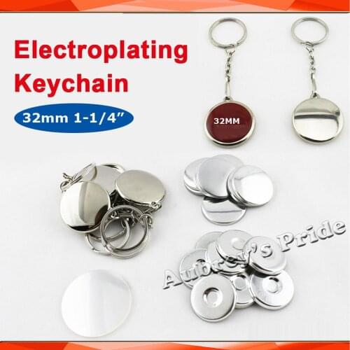 1-1/4" 32mm 100 Sets NEW Professional Electroplating Keychain Stainless Metal Back Button Maker Supply Materials