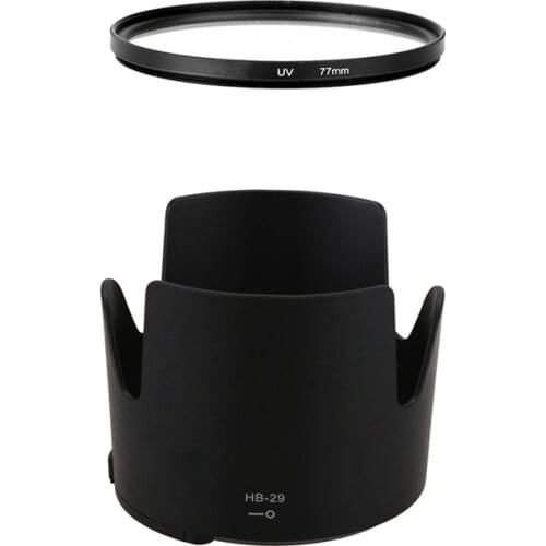 1 Pcs 77Mm Uv Ultra-Violet Filter Lens for Canon Nikon Dslr Camera & 1 Pcs Hb-29 Lens Hood for Nikon 70-200Mm