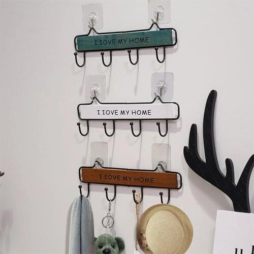 1PCs Wall Mount Key Hanger Hook Kitchen Retro Wooden Decoration Hat Household Bedroom Holder Storage Rack Key Hooks Wall Decor