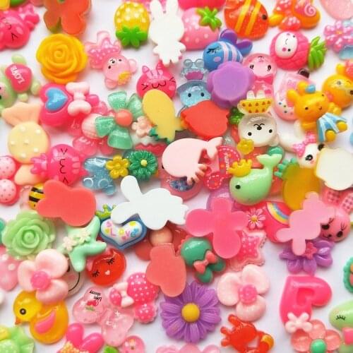 10/30pcs/Lot Mix Colors Design Cabochons Flat Back Resin Glitter Pastel Confetti Candy Resin For Kids DIY Phone Decoration