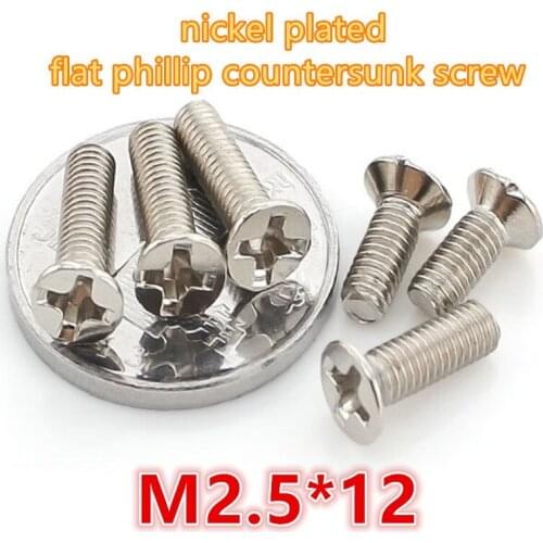 1000pcs m2.5*12 carbon steel with nickel plated phillip cross recessed head mini micro electronic screw machine screw