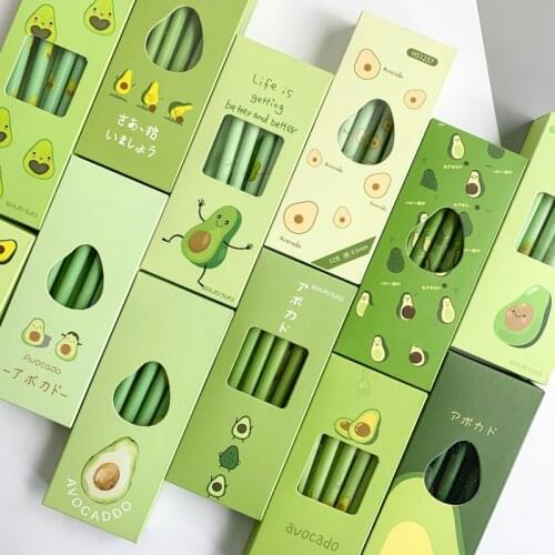 2Pcs Kawaii Fruit Neutral Pen Cute Avocado Gel Pen 0.5mm Black Blue Ink Pen For Kids Gifts School Office Stationery Supplies