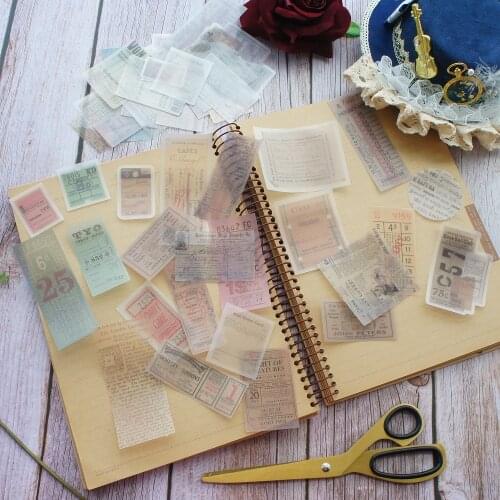 40pcs Washi Paper Made Ticket From News Paper Style Paper Sticker Scrapbooking DIY Gift Packing Label Decoration Tag