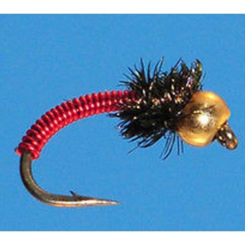 6pcs Aventik Beadhead Braisse Red Flies Dry Trout Nymph Flies Various Size Fish Flies