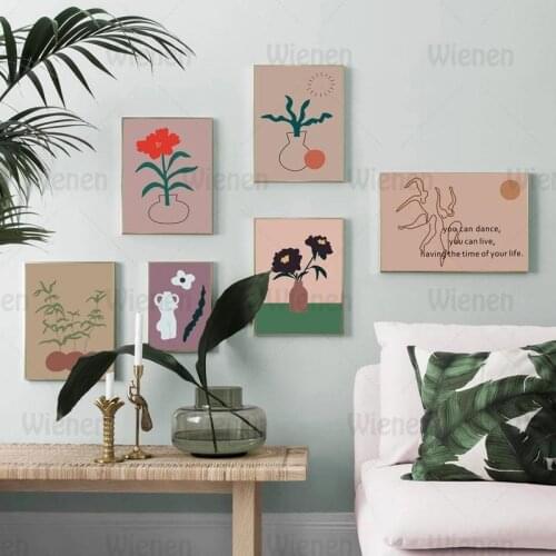 Boho Abstract Art Vase Flower Nordic Poster and Print Canvas Painting Minimalist Wall Pictures For Living Room Decor Home Decor