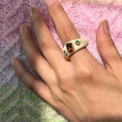 Beige resin acrylic ring newly released in 2021