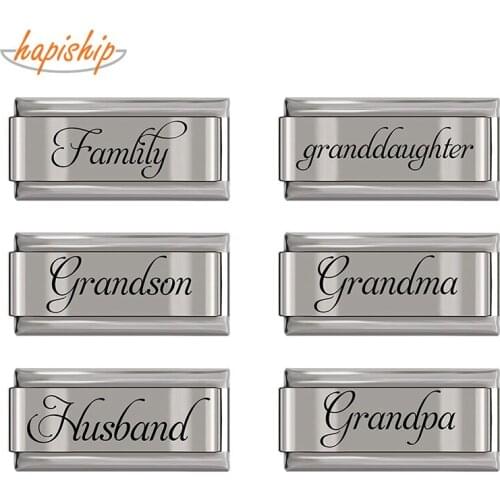 Hapiship Stainless Steel Bracelet 9mm Italian Charm Women Husband Family Granddaughter Grandpa Bangles Babgle Accessories DJ221