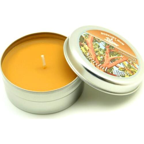 Kazanabil Round Metal Box with Candle Sandalwood
