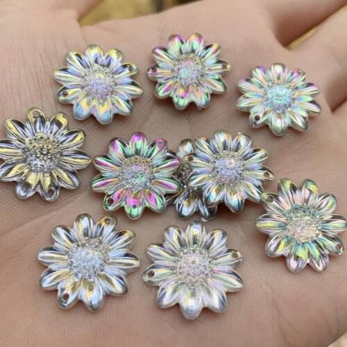 DIY 60pcs 19mm AB Acryl Cute Flower Flatback cabochons Stone Wedding Buttons Craft Scrapbook -B55