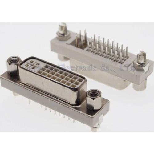 DVI24+5 female socket 180 degree with screws Weld plate type DVI interface