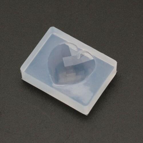 Faceted Heart Shape Pendant With Hanger Hole Resin Mold Jewelry Making Tools W0YA