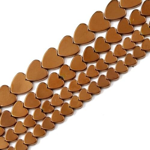JHNBY Copper Peach Heart Hematite Natural Stone 6/8/10mm Spacers Chram Loose Beads For Jewelry Making Diy Bracelets Accessories