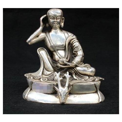 2.95" Collect Chinese Buddhism pure copper gilt Handmade Maitreya Buddha statue