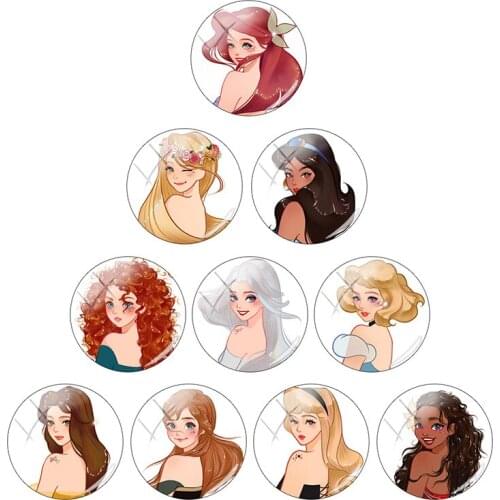 Disney Le Pei Melida Aisha and Princess Anna comic temperament 12mm/15mm/16mm/18mm photo glass cabochon dome flat back ornament